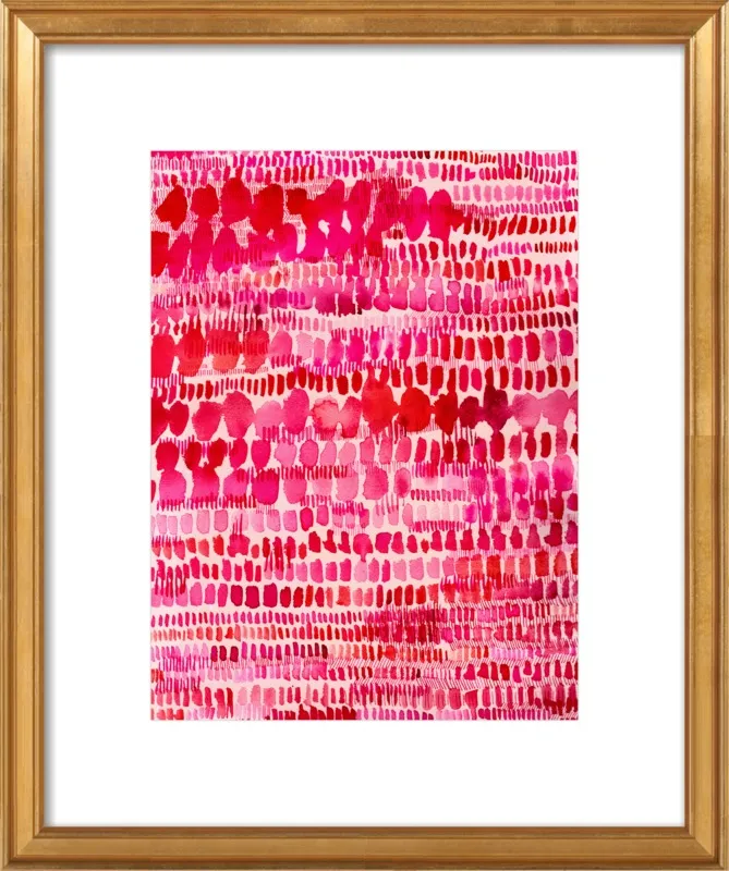Pink and Red Watercolor Patterns Wall Art  by Paula Mills for Artfully Walls