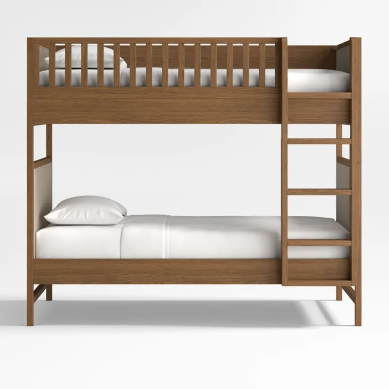 Beau Barley Brown Wood and Upholstered Kids Convertible Bunk Bed