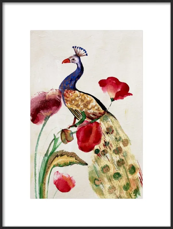 blue gold peacock by Ruti Shaashua for Artfully Walls