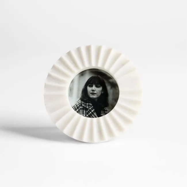 Fluted White Marble 3" Round Picture Frame
