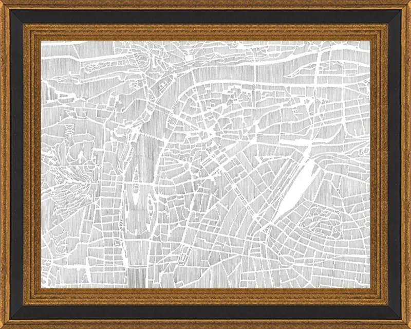 Prague Ink Map by Karen O'Leary for Artfully Walls