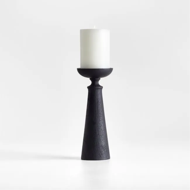 Izumo Ebonized Wood Pillar Holder 9"