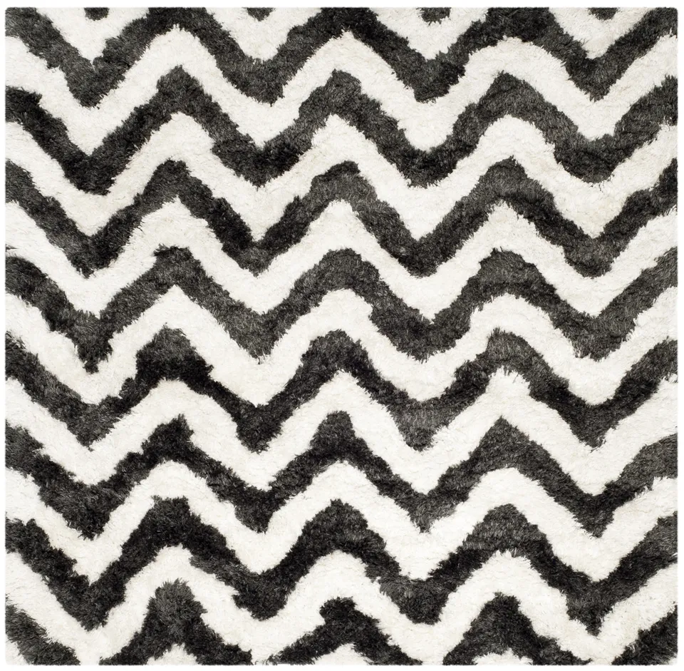 Arlo Home Hand Tufted Area Rug, BSG320D, Graphite/Ivory,  5' X 5' Square