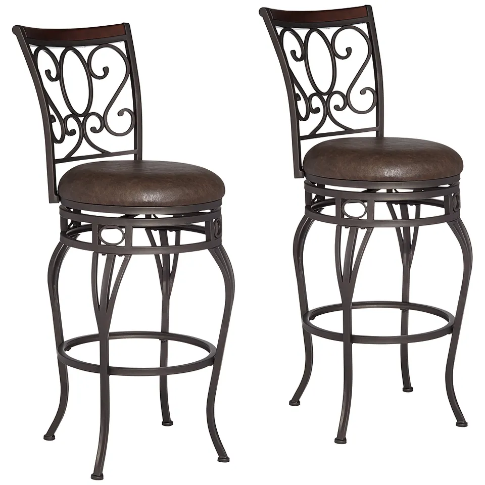 Kensington Hill Trevi 21 3/4"W Scroll Swivel Counter Stool Set of 2