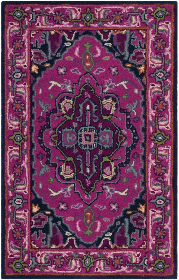 Arlo Home Hand Tufted Area Rug, BLG541C, Pink/Navy,  2' 6" X 4'