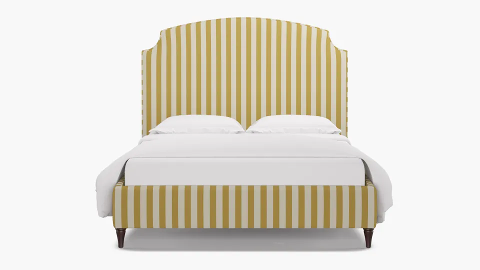 Cove Bed, Citrine Cabana Stripe, Espresso Decorative Tapered Leg, King