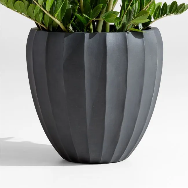 Warren  20.1" x 19" Medium Black Ficonstone Outdoor Planter