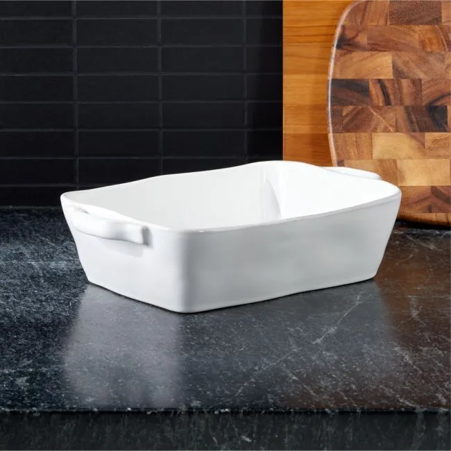 Marin 12"x 8.5" White Stoneware Medium Baker with Handles