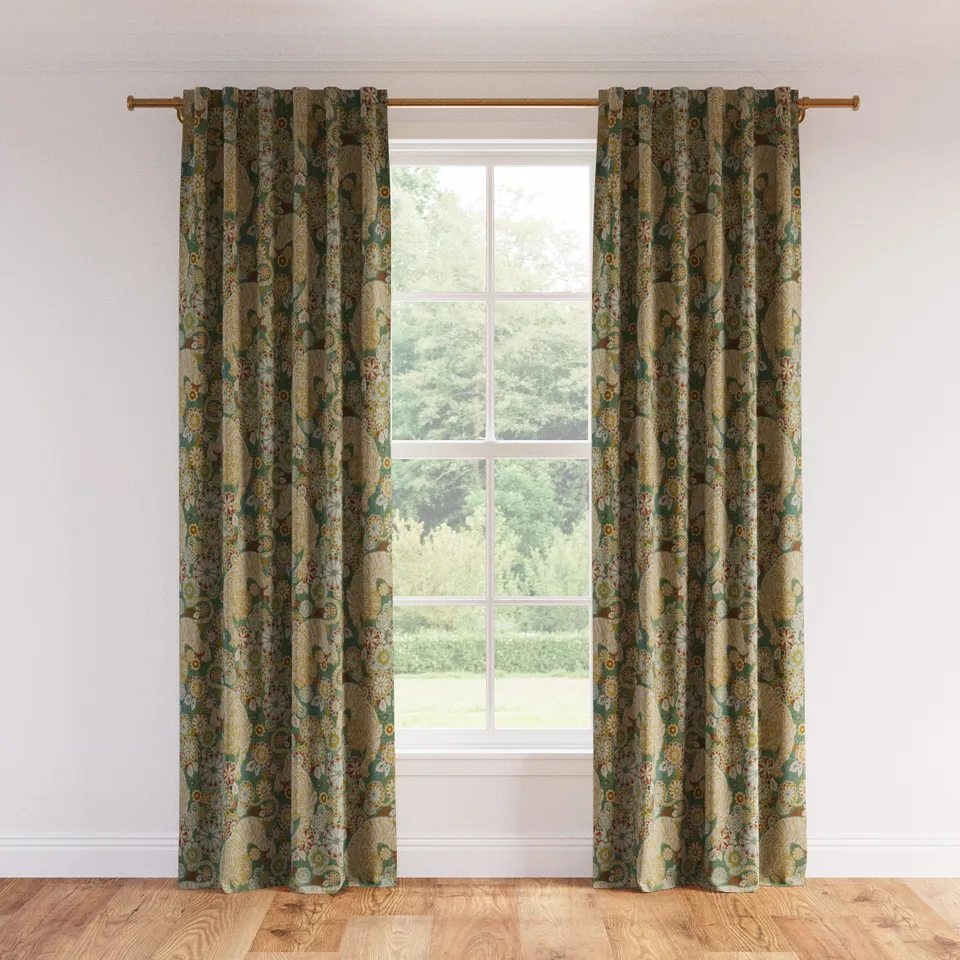 Printed Linen Curtain, Pistachio Siberian Tiger, 50" x 84", Blackout