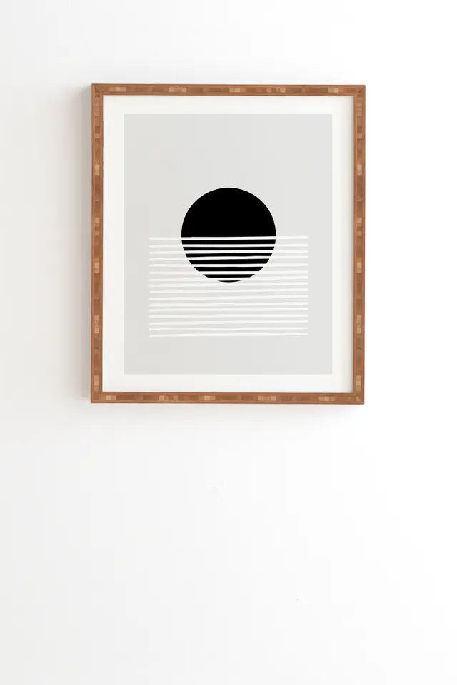 Sunset Monochrome by Mambo Art Studio - Framed Wall Art Bamboo 20" x 20"