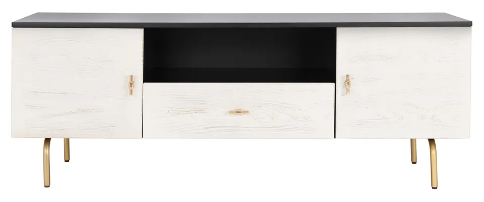 Genevieve Media Stand - Black / White Washed