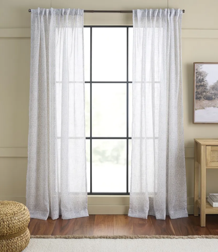 Mira Paisley Window Panels 52x84", Set of 2 - Sage Green / White