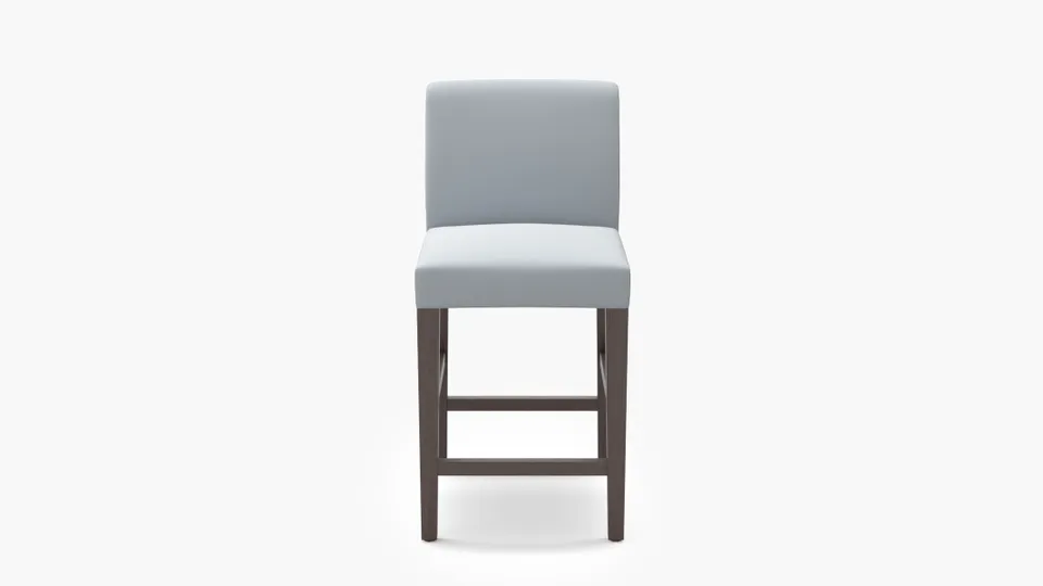 Signature Dining Counter Stool, Sterling Performance Velvet, Espresso Square Tapered Leg