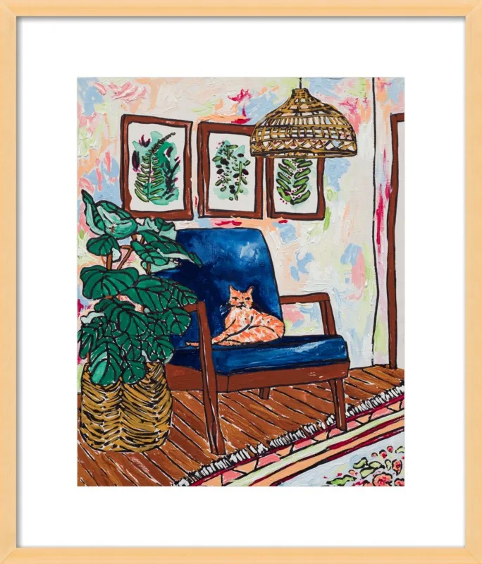 Ginger Cat in Mid Century Chair by Lara Lee Meintjes for Artfully Walls