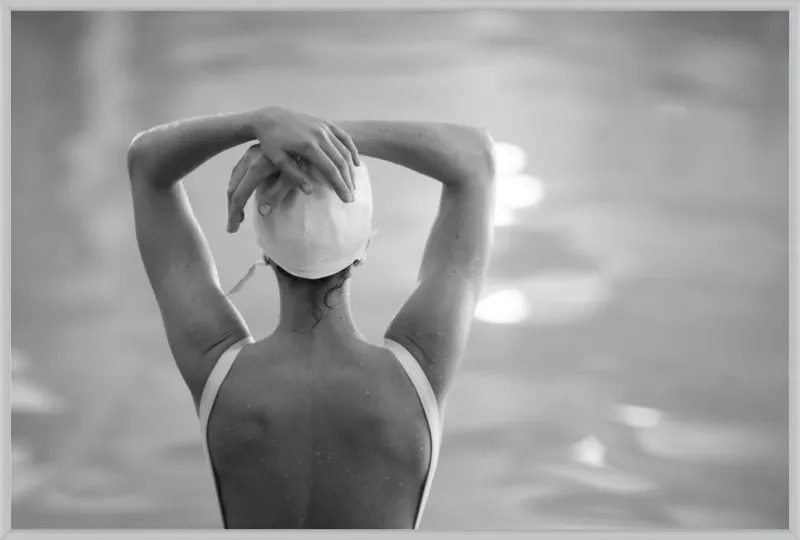 Woman Swimmer in a White Cap by Lucy Snowe for Artfully Walls