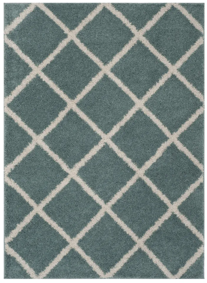 Arlo Home Woven Area Rug, SG169E, Aqua/Ivory,  4' X 6'