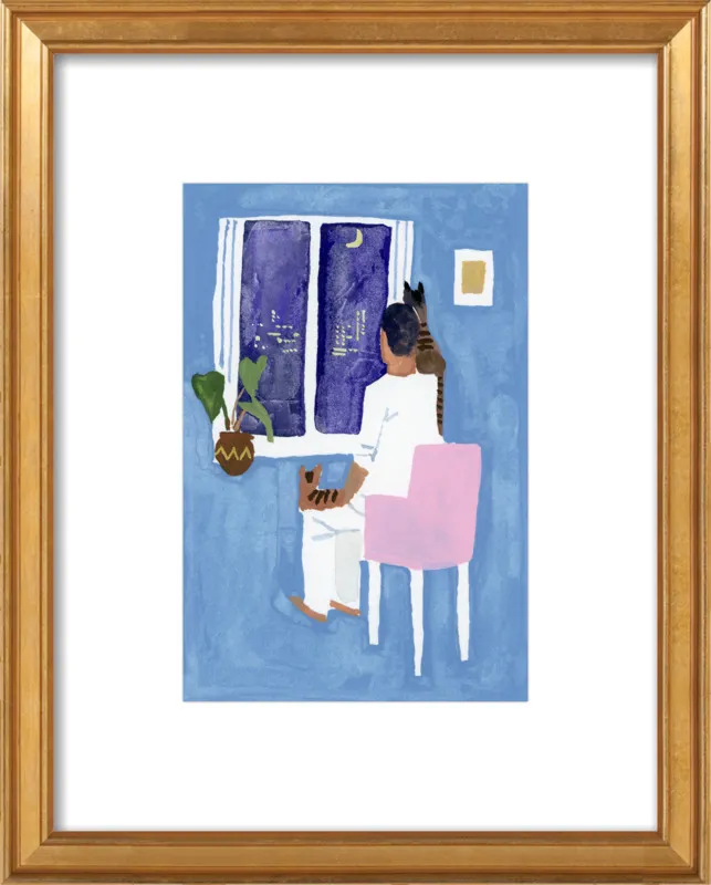 Look at the cat and the moon by Hiroyuki Izutsu for Artfully Walls