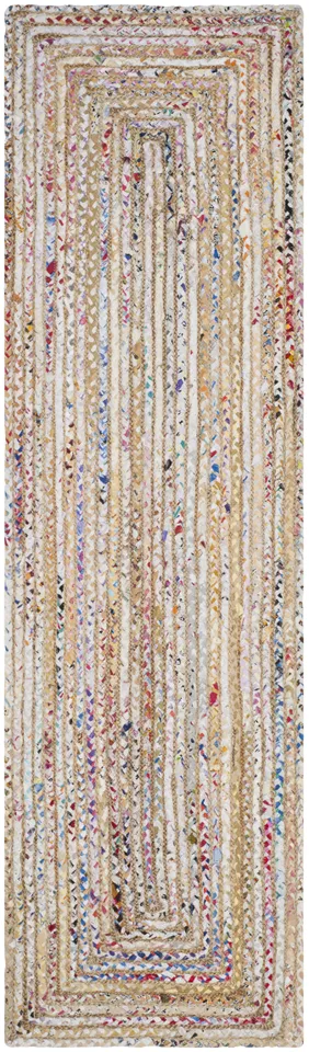 Arlo Home Hand Woven Area Rug, CAP202B, Beige/Multi,  2' 3" X 12'