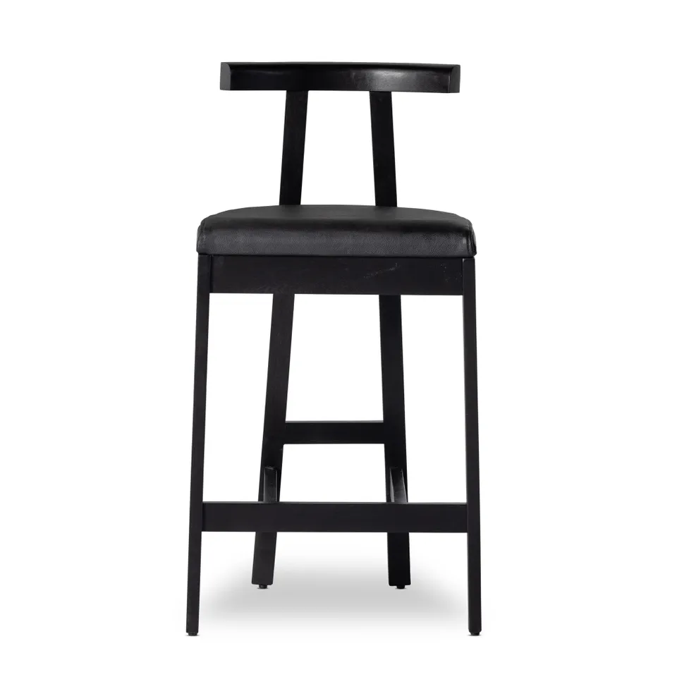 Tex Bar + Counter Stool - Black Leather