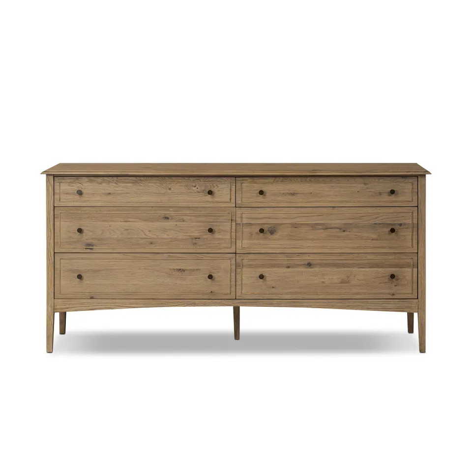 Maggie 6 Drawer Dresser - Aged Smoked Oak Resawn