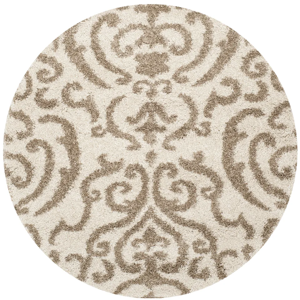 Arlo Home Woven Area Rug, SG462-1113, Cream/Beige,  5' X 5' Round