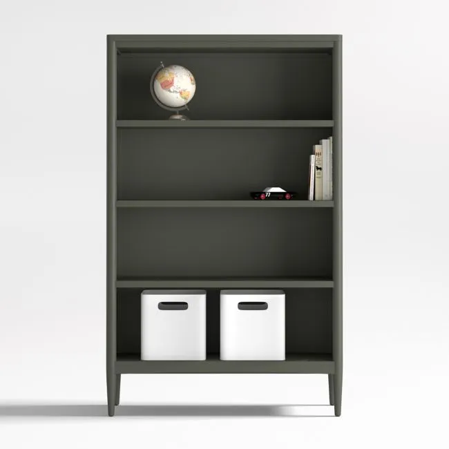 Hampshire 36" Olive Green Wood 4-Shelf Tall Kids Bookcase