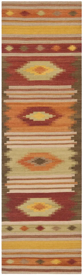Arlo Home Hand Woven Flatweave Area Rug, NVK176A, Brown/Multi,  2' 3" X 6'