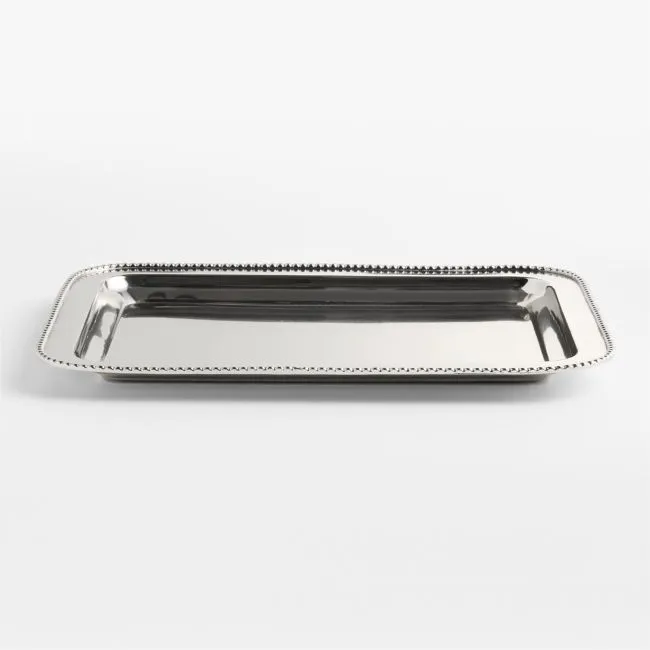 Bijoux Chrome Finished Beaded Trim Serving Tray