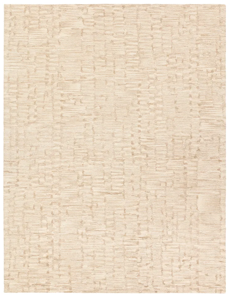 Herculean LAB02 Handmade Striped Ivory and Cream Area Rug (12'x15')