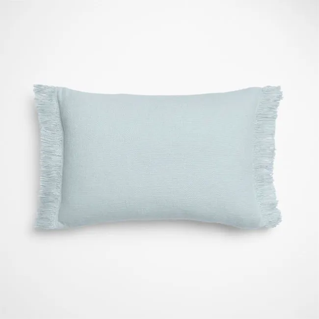 Casual Textured Fringe 24"x16" Pale Blue Throw Pillow Cover