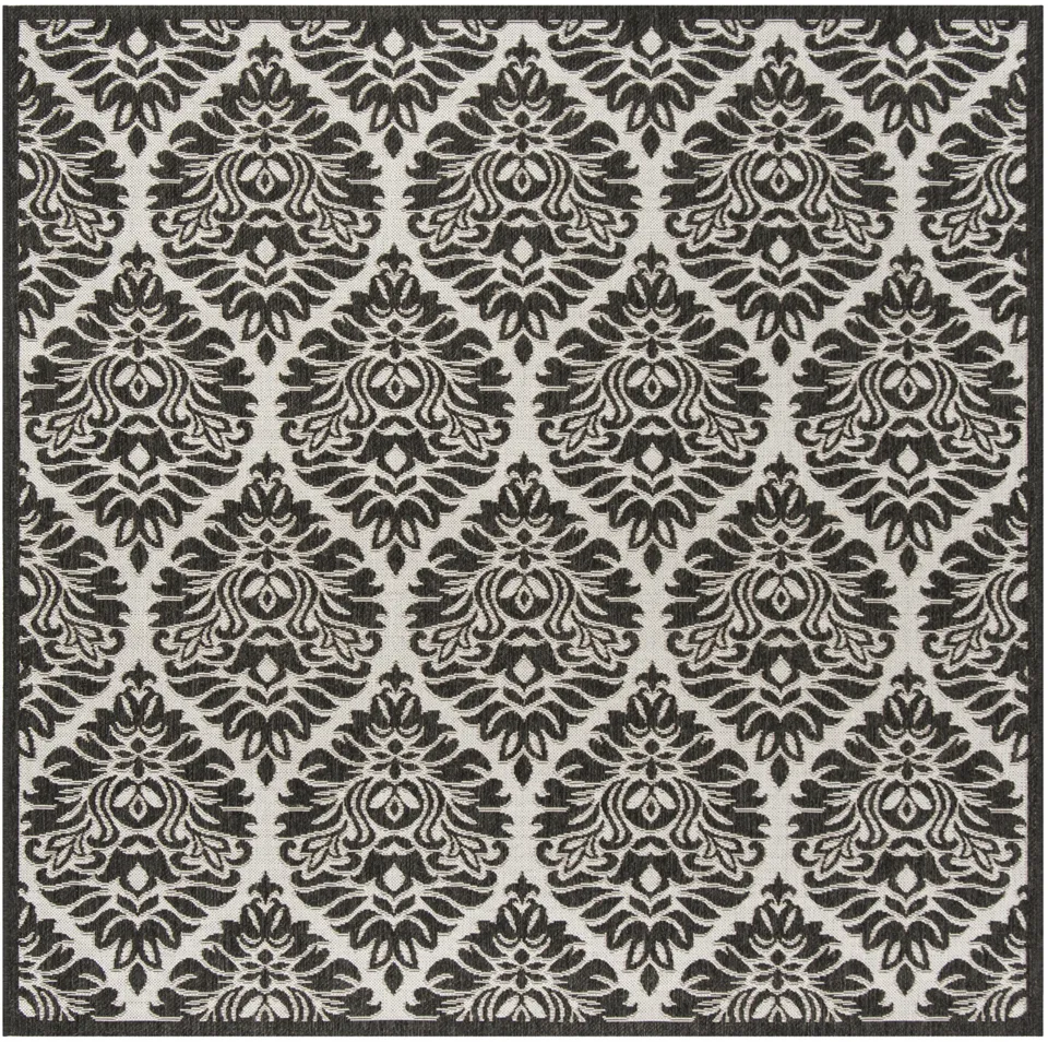 Arlo Home Indoor/Outdoor Woven Area Rug, LND135A, Light Grey/Charcoal,  6' 7" X 6' 7" Square