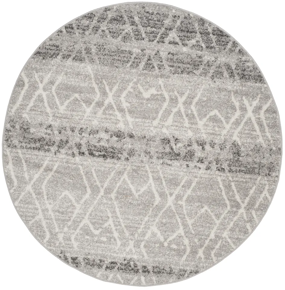 Arlo Home Woven Area Rug, ADR124B, Silver/Ivory,  6' X 6' Round