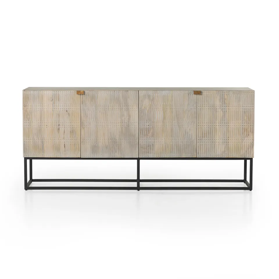 Kelby Sideboard-Light Wash Carved Mango