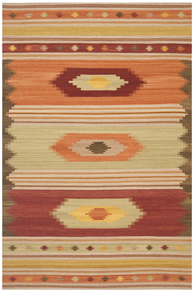 Arlo Home Hand Woven Flatweave Area Rug, NVK176A, Brown/Multi,  10' X 14'