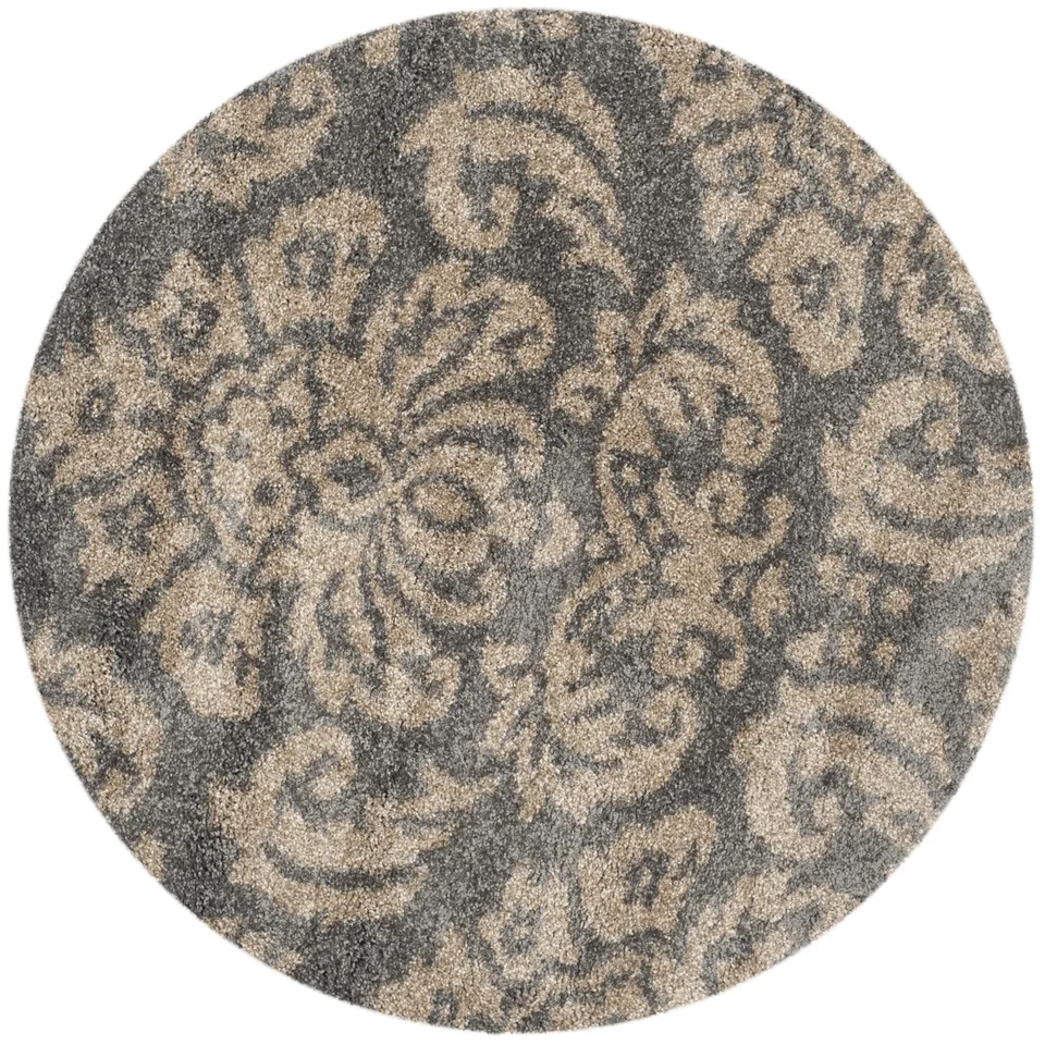 Arlo Home Woven Area Rug, SG460-8013, Grey/Beige,  5' X 5' Round