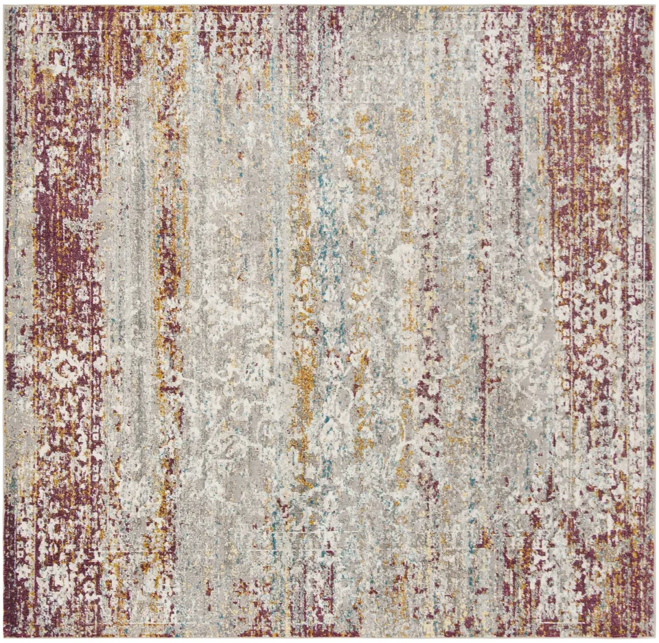 Arlo Home Woven Area Rug, ARA156R, Red/Cream,  6' 5" X 6' 5" Square
