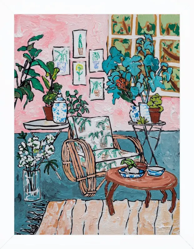 Cane Chair in Tropical Interior by Lara Lee Meintjes for Artfully Walls
