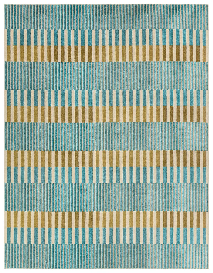Nori ALI04 Geometric Blue Area Rug (6'x9')