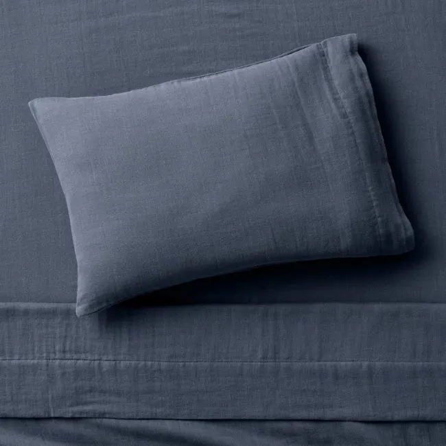 Supersoft Coy Blue Organic Cotton Gauze Toddler Sheet Set