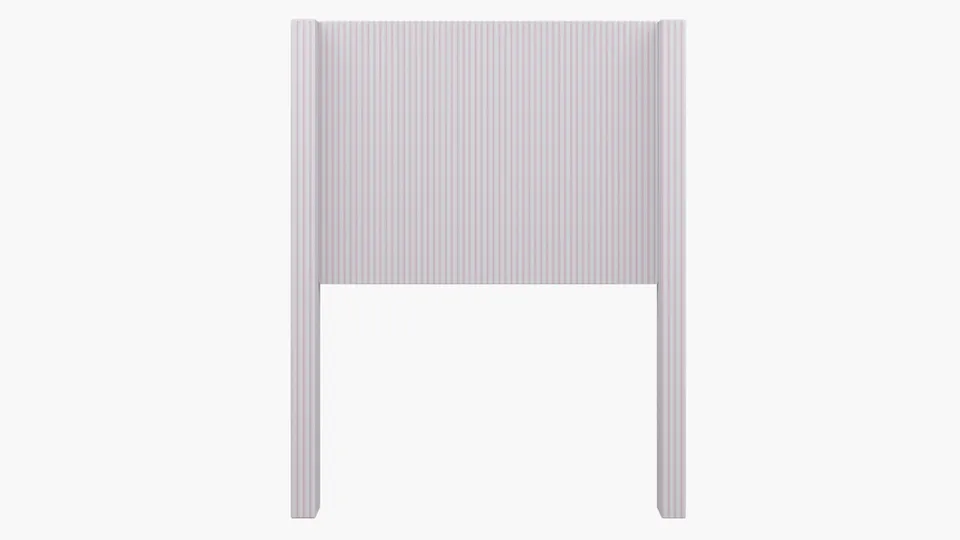 Modern Wingback Headboard, Pink Classic Ticking Stripe, Twin
