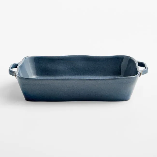 Marin 13.5"x10" Large Slate Blue Stoneware Baking Dish with Handles