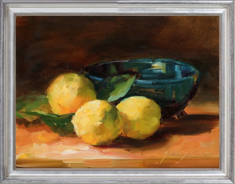 Lemons and Blue Bowl by Georgesse Gomez for Artfully Walls