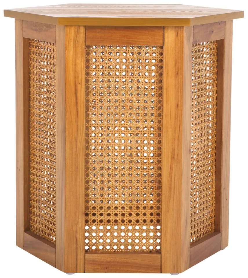 Danez Hexagon Cane Accent Table - Natural
