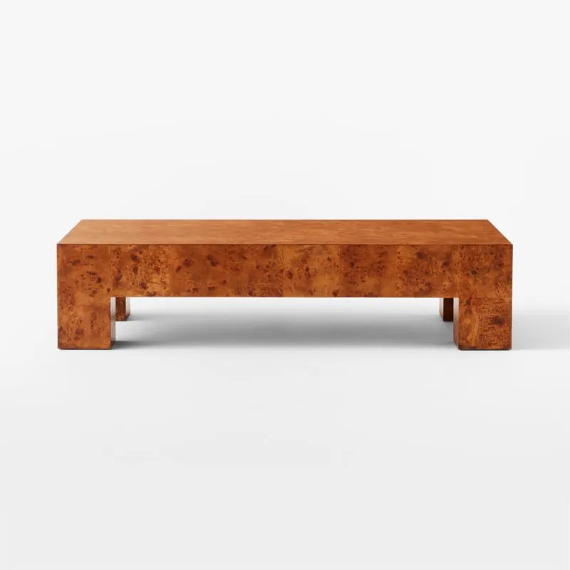 Scatola 60" Rectangular Brown Burl Wood Coffee Table