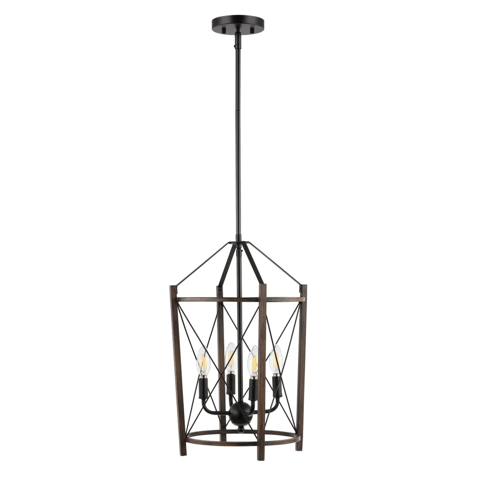 Peltier 4 Light 14" Pendant - Dark Walnut/Black