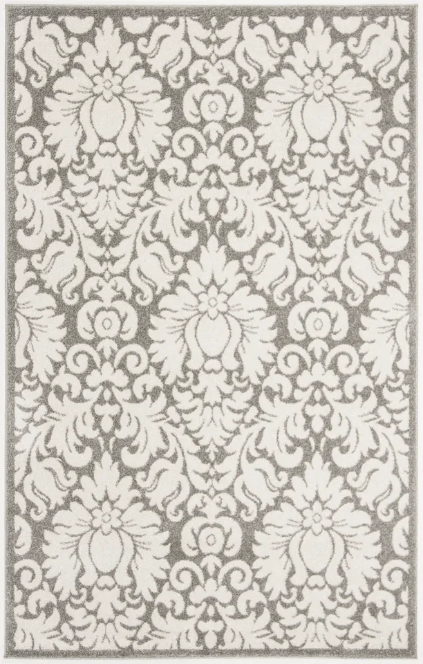 Arlo Home Indoor/Outdoor Woven Area Rug, AMT427R, Dark Grey/Beige,  5' X 8'