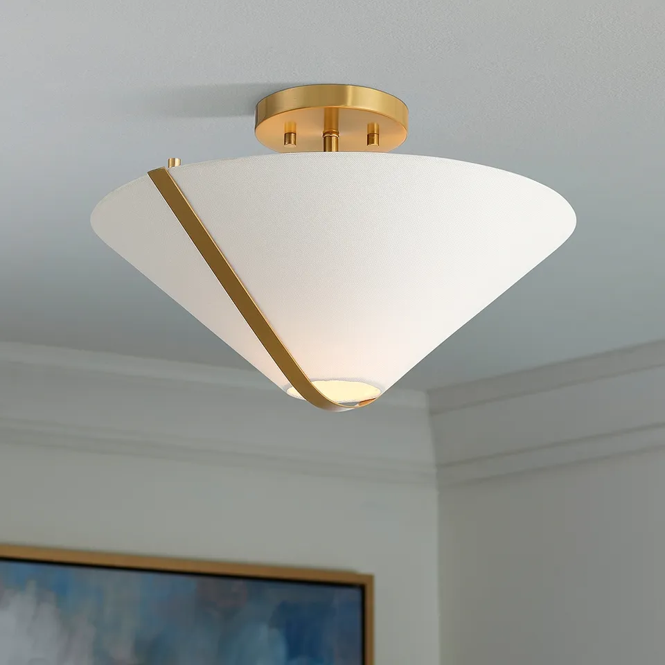 Possini Euro Oracle 16" Wide Warm Brass Ceiling Light
