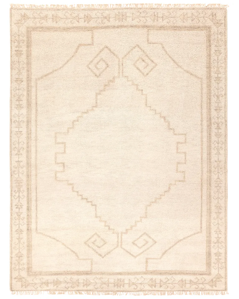 Maral Hand Knotted Medallion Beige/Cream Area Rug (9'X12')