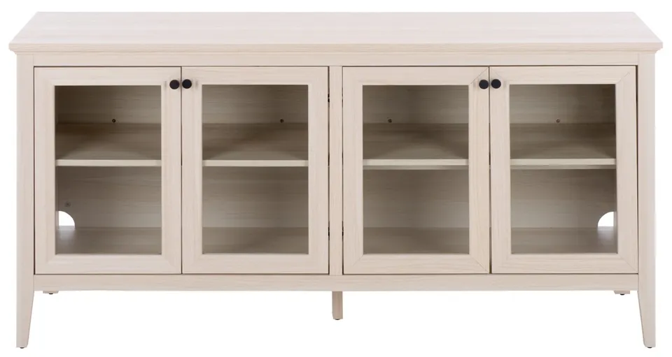Sondra 63" 4 Glass Door Sideboard / Media Stand - White Oak