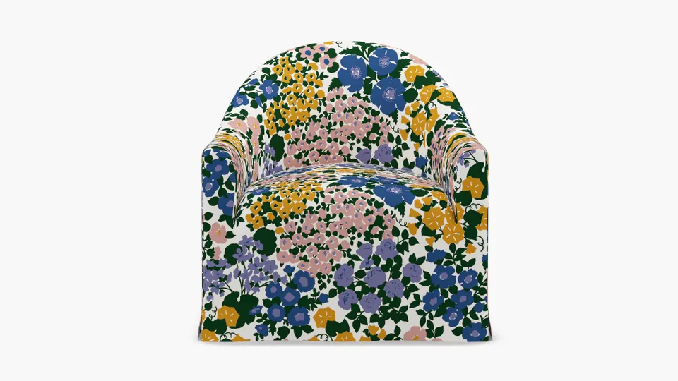 Slipcover Swivel Chair, Fuchsia Million Flowers
